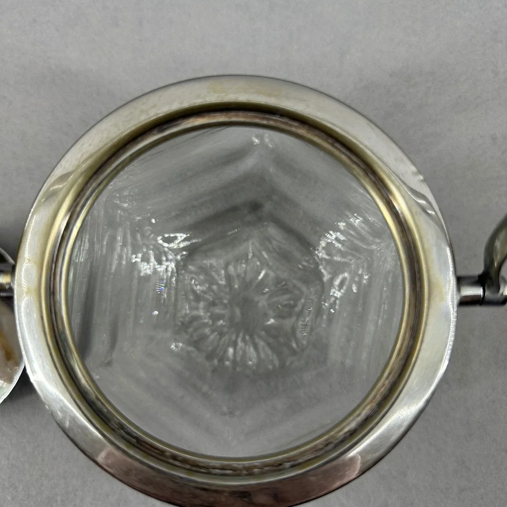 Vintage‎ Glass Ice Bucket Biscuit Jar Swirl Design Barware